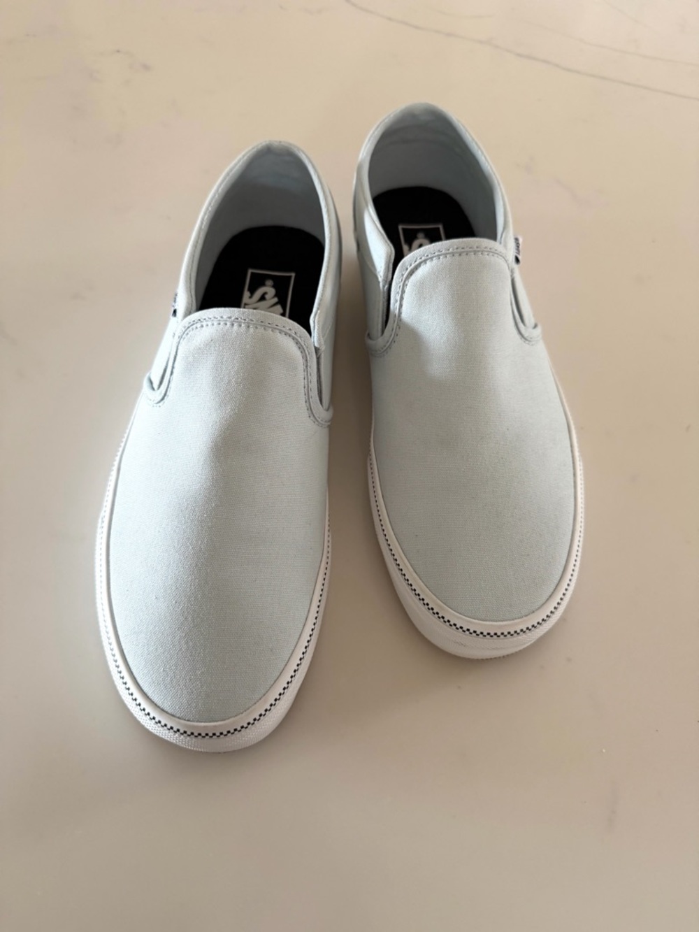 VANS•womens Asher canvas light blue slip on sneakers 10 NWOT